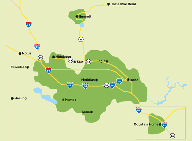 Coverage Map for the Boise, Idaho area