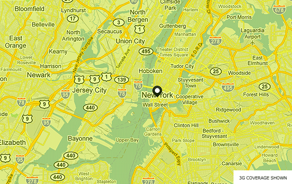 Coverage Map for the G P O, New York area